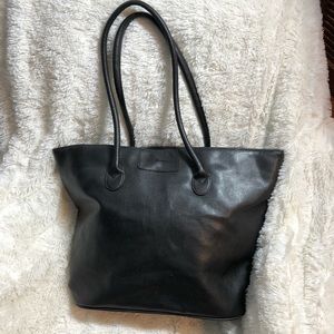 Perry Ellis American Black Leather Tote Bag